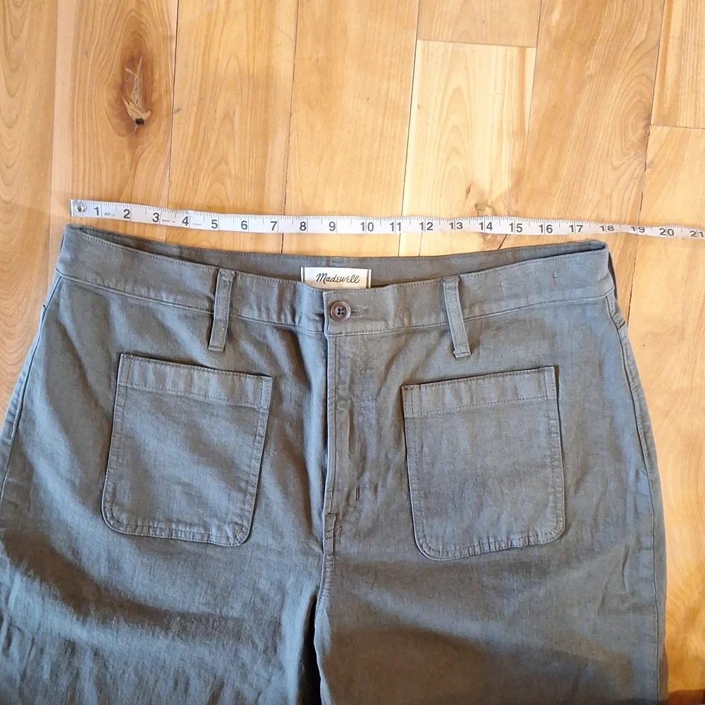 Madewell Emmett Wide Leg Olive Green Pants Size 33 - Picture 8 of 13